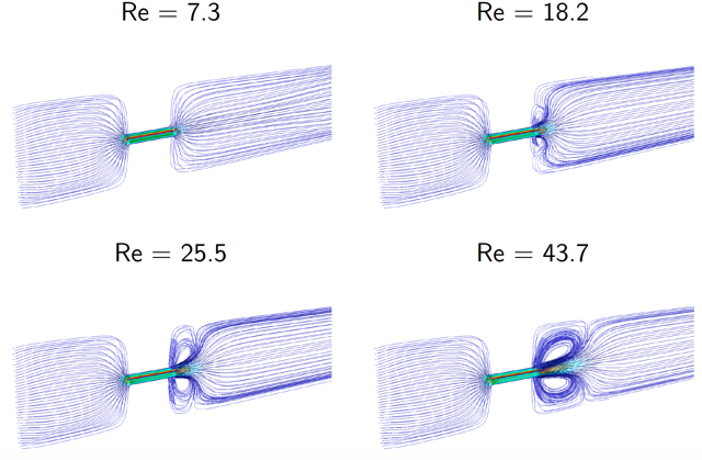 Study of the hydrodynamics stability of the 3D sudden expansion
channel with a Reduced Basis method.